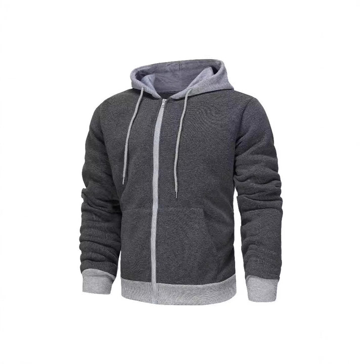 Men's Zip Hoodie with contrasting color and kangaroo pocket Lune London