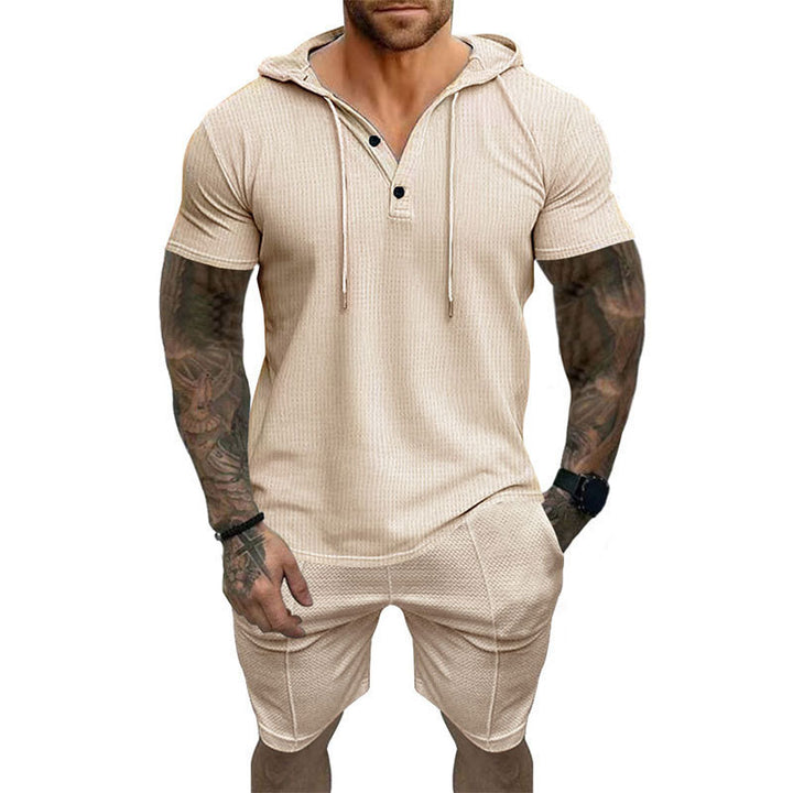 Men's stylish short sleeve shirt with hood and textured surface Lune London