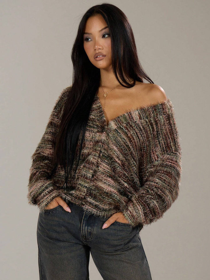 Casual women’s cardigan in structured plush fabric Lune London