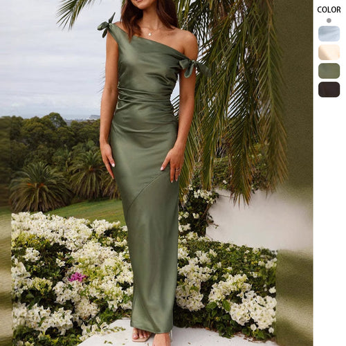 Elegant Maxi Dress for Women with Off-Shoulder Design and Chic & Stylish Refined Knots
