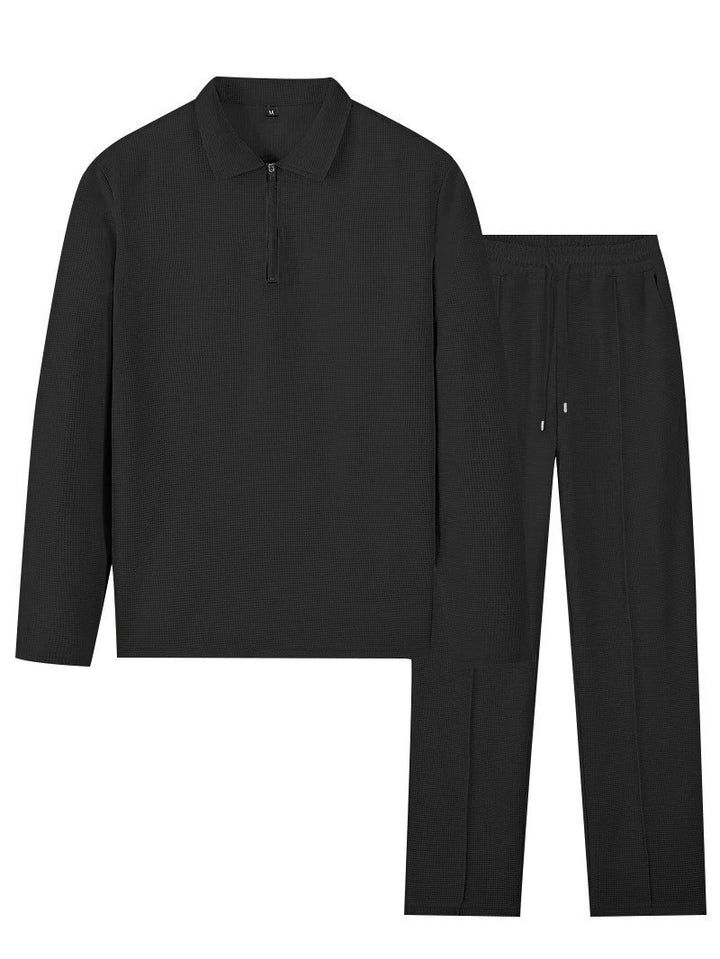 Men's sports hooded top set and stretch pants in breathable structured material Lune London