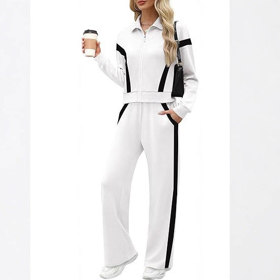 Dames Ensemble de loisir sportif avec motif à rayures à la mode Lune London