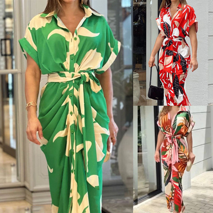 Women Midi Buttoned Dress Tropical Print Lune London