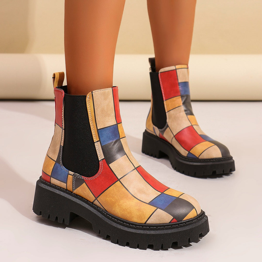 Women's Chelsea boots with creative print and non-slip sole Lune London