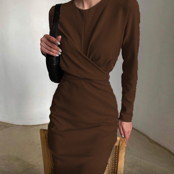 Women's Elegant Wrap Dress with Long Sleeve and Flowing Cut Lune London