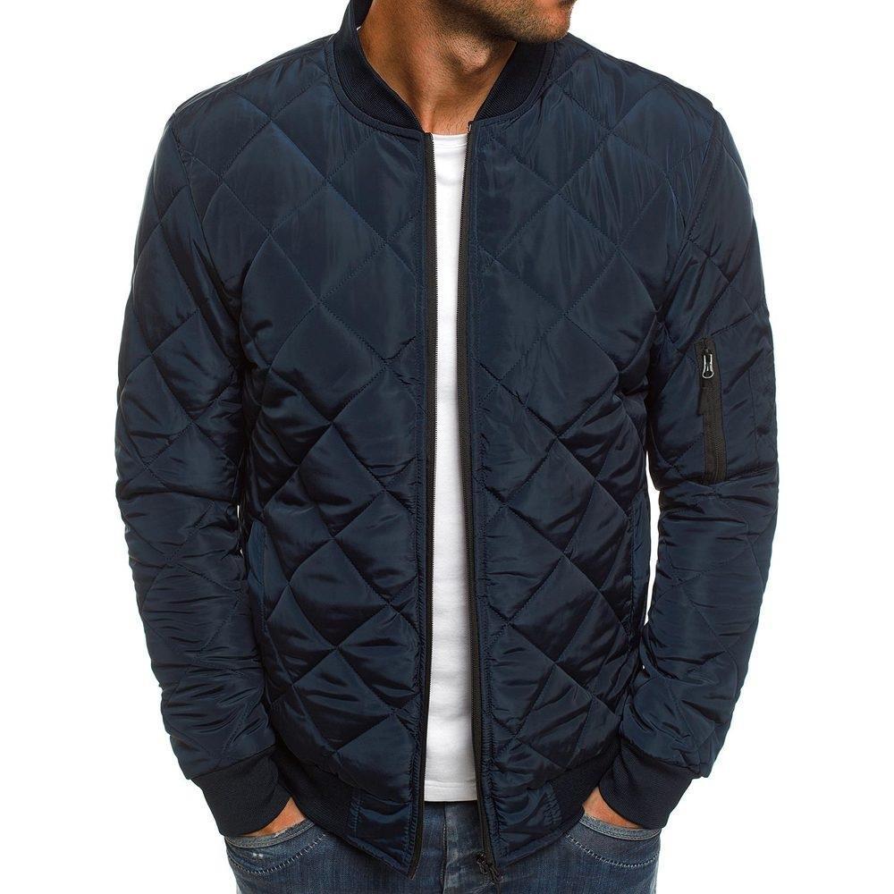 Quilted jacket for men with elastic ribbed cuffs and practical zippered pockets Lune London