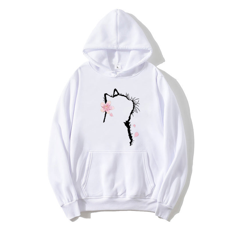 Women's hoodie with floral cat design Chic & Stil