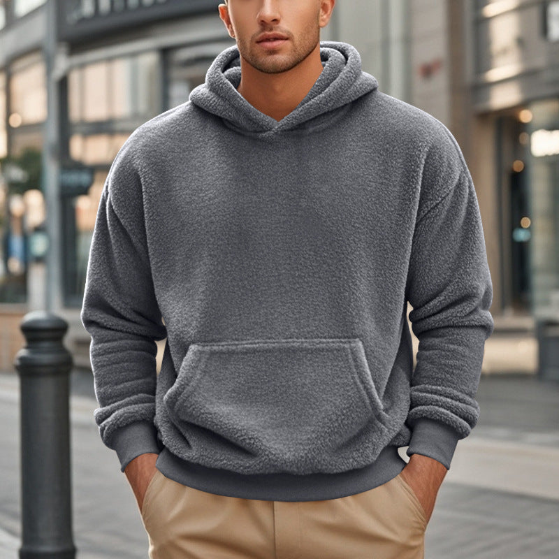 Men's Fleece Hoodie with kangaroo pocket and modern cut Lune London