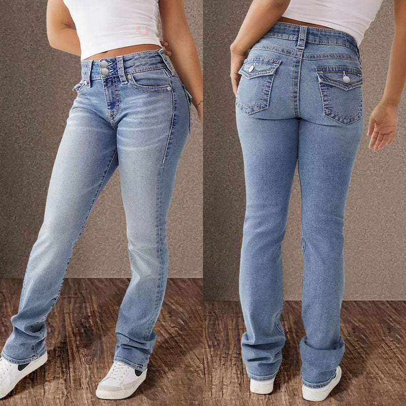 Women High Waist Bootcut Jeans with Stretch Content Lune London