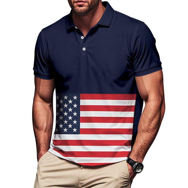 Men's polo shirt with stylish flag design Lune London