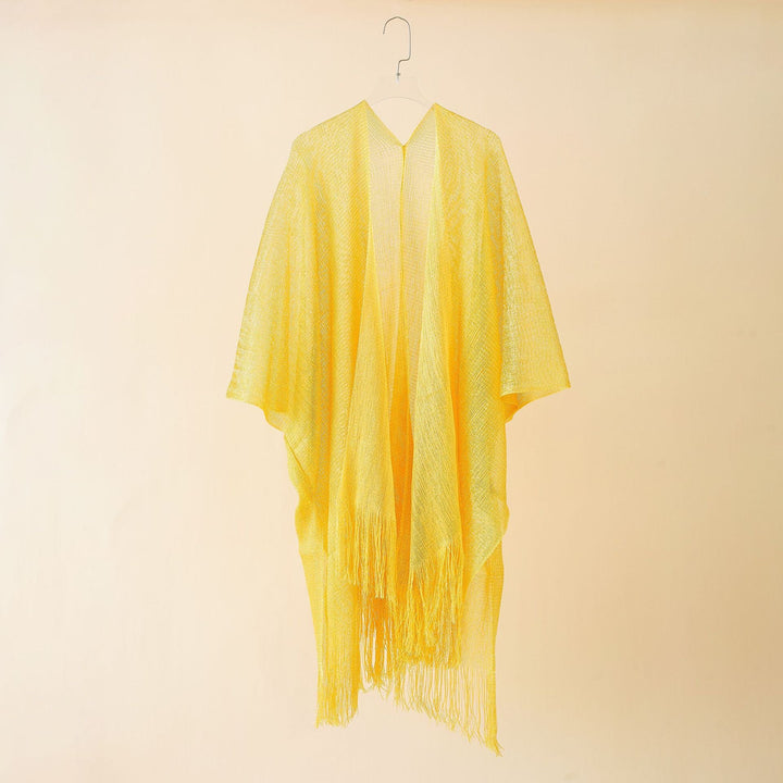 Women's Fringe Kimono Made of Transparent, Airy Structure Chic und Stil