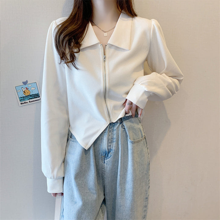 Women's fashionable cropped jacket with zipper and elegant collar Chic & Stil