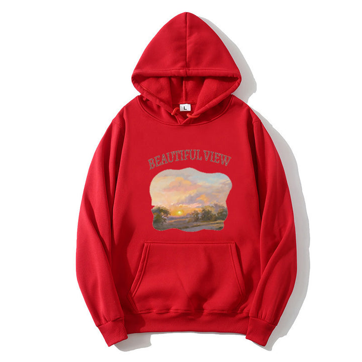 Women’s hooded sweatshirt with artistic landscape design Chic & Stil