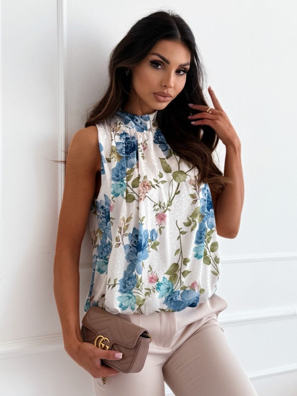 Lune London Floral High Neck Blouse for Women