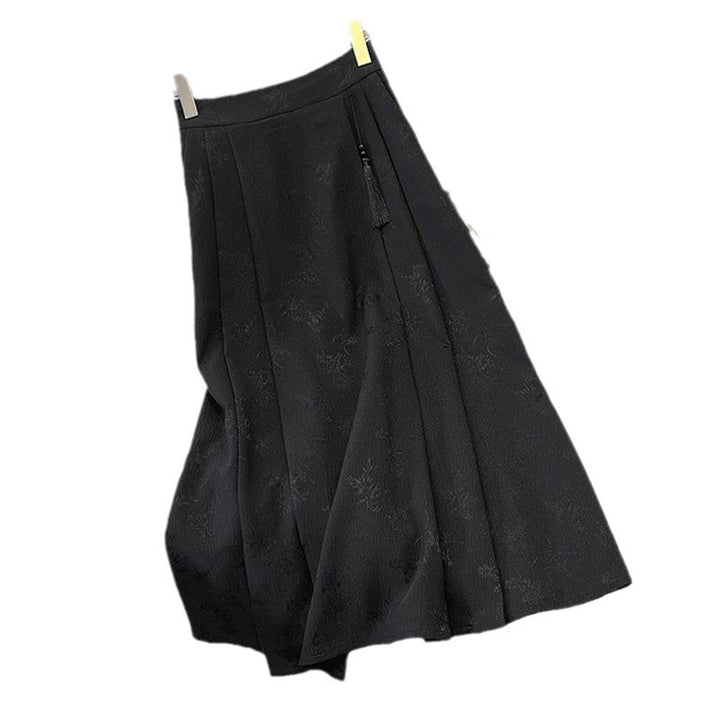 Women's Elegant Midi Skirt with Textured Fabric and Flowing Cut