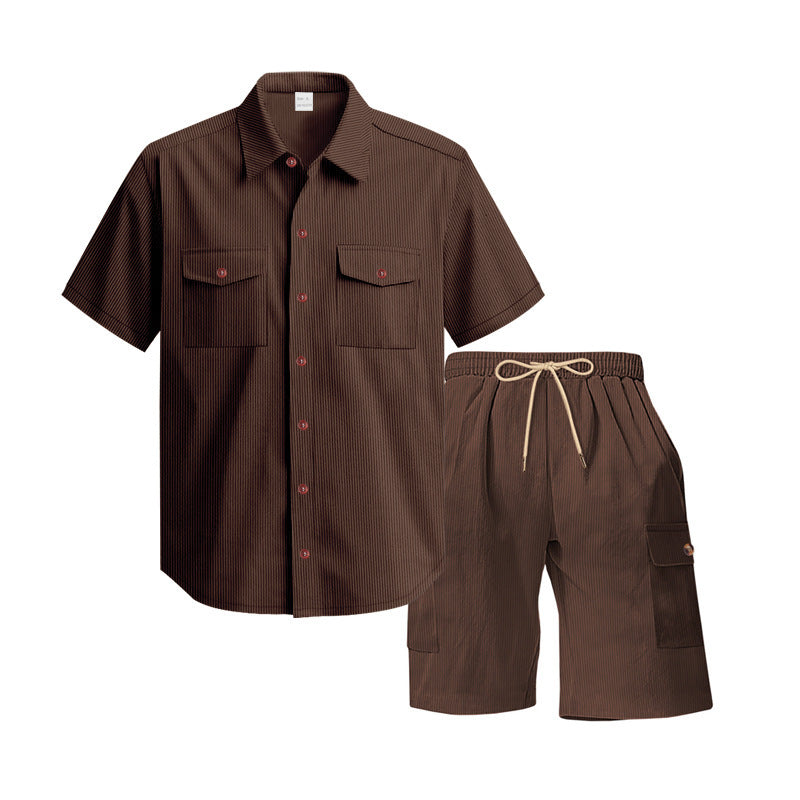 Casual short sleeve shirt for men and leisure shorts set with practical pockets Lune London