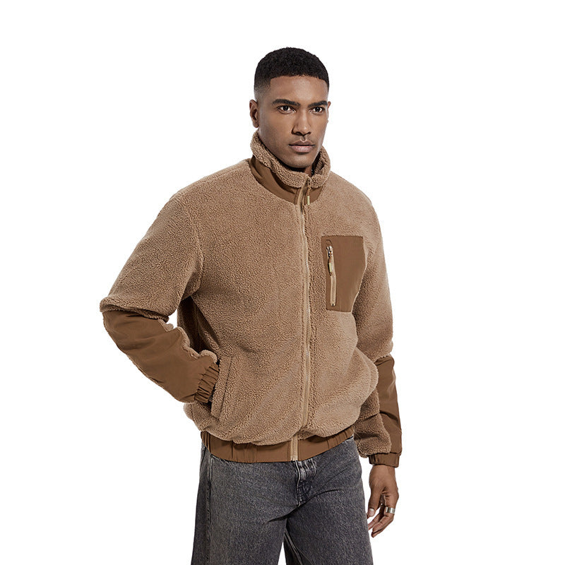 Fleece jacket for men with high collar and side zip pockets Lune London