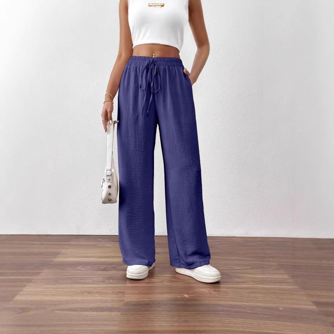 Loose linen pants for women with elastic waist and side pockets Lune London