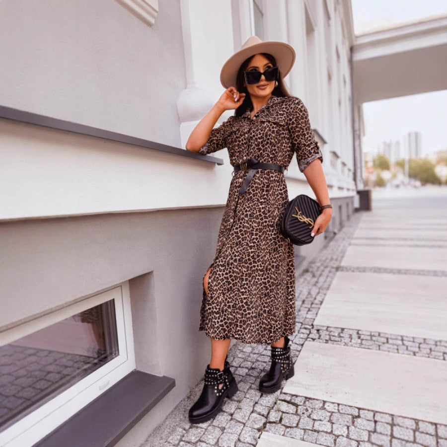 Chic animal print shirt dress for women Lune London