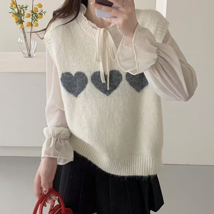 Pull en maille pour femmes avec motif cœur Chic & Stil