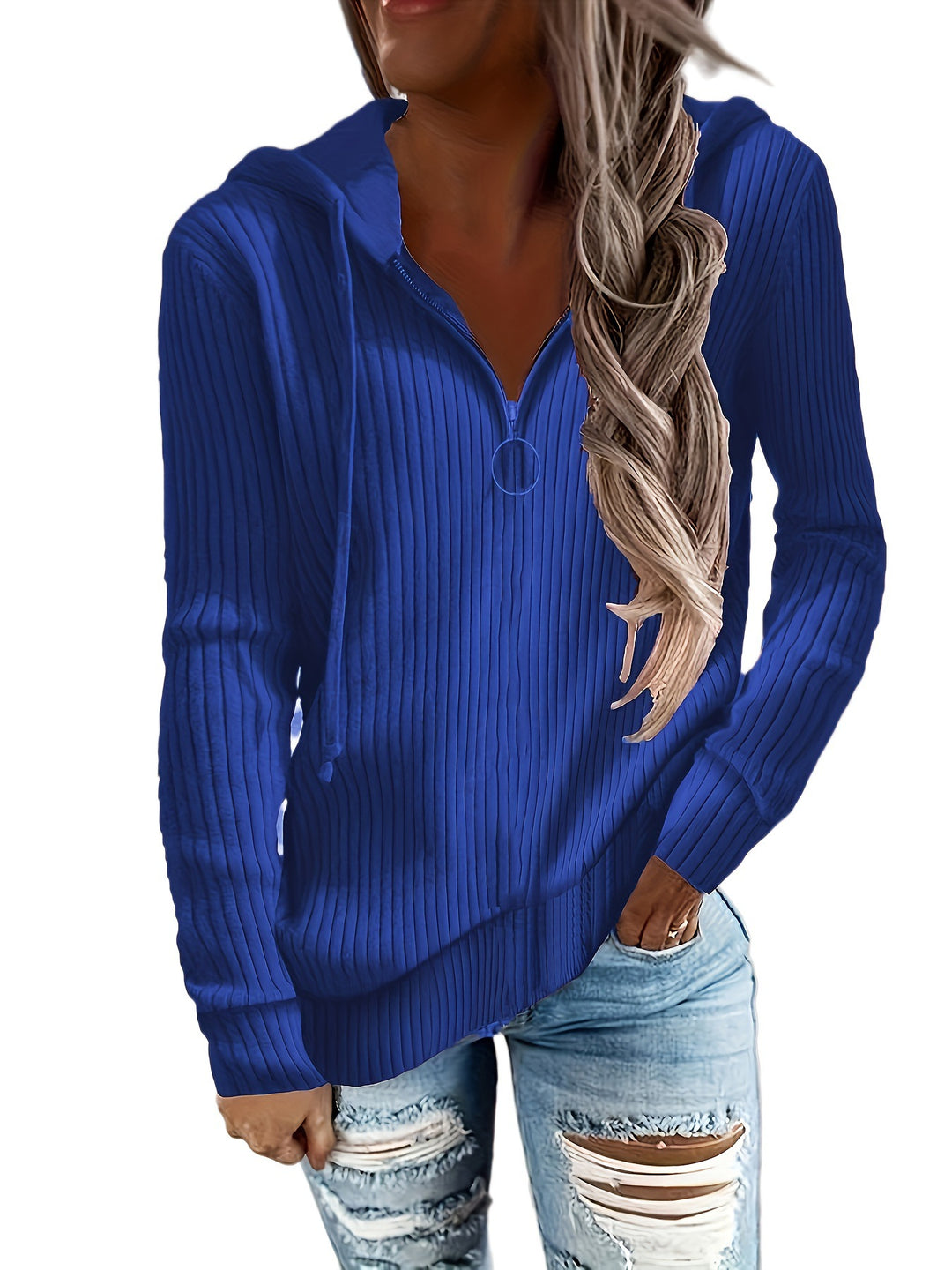 Lady Zip Hoodie with structured rib design and full zip Lune London