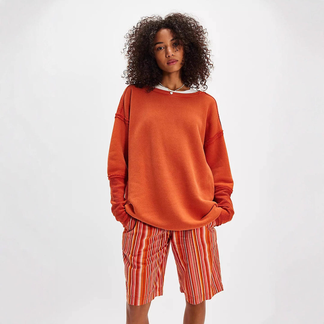 Women Casual Knit Sweater with Ruffled Sleeves and Loose Fit Lune London