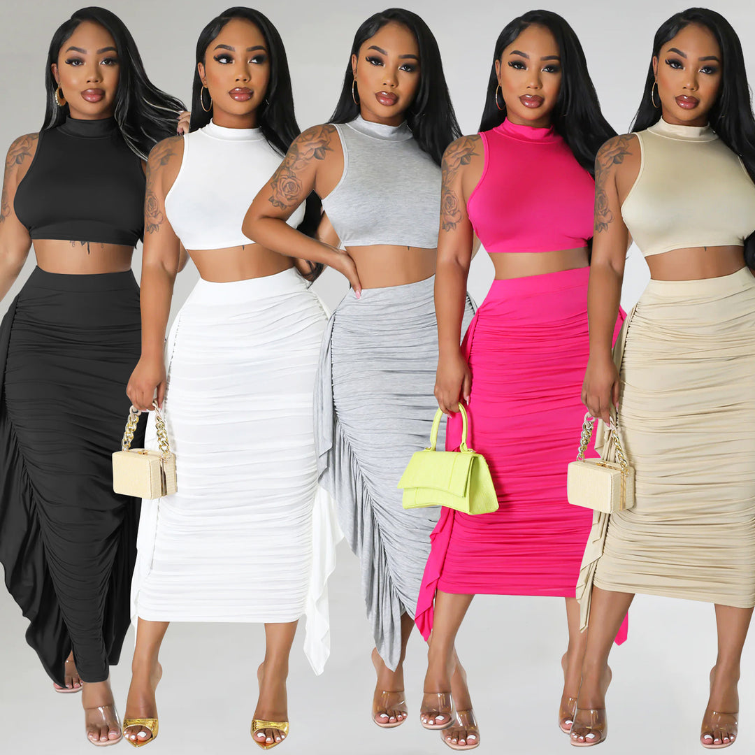 High-waisted bodycon dress and short top set for women Lune London