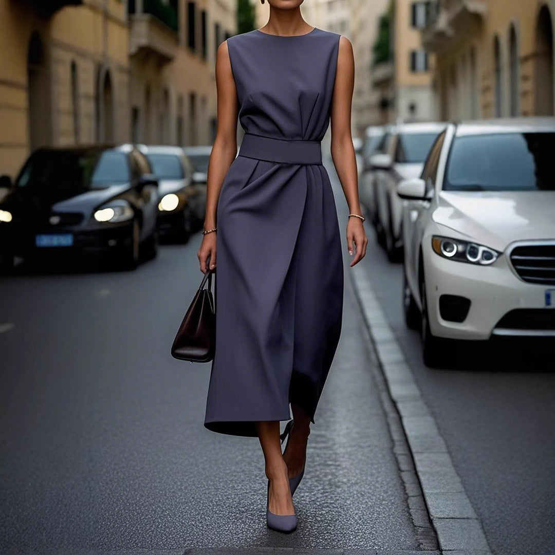 Maxi dress for women with an elegant draped design and a slim waist Lune London