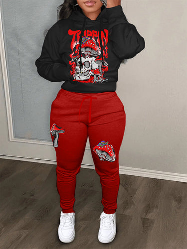 Women's hoodie and jogger pants set with a creative mushroom design Lune London