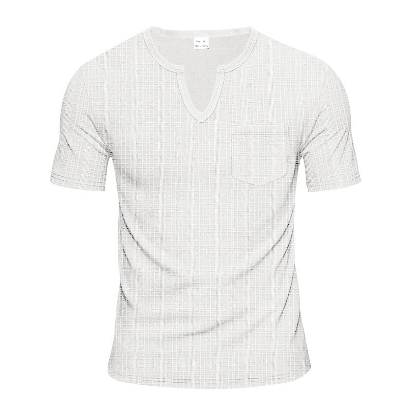 Short sleeve V-neck T-shirt for men with chest pocket Lune London