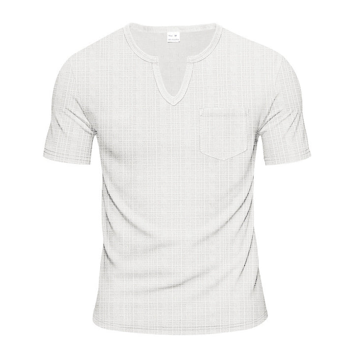 Short sleeve V-neck T-shirt for men with chest pocket Lune London