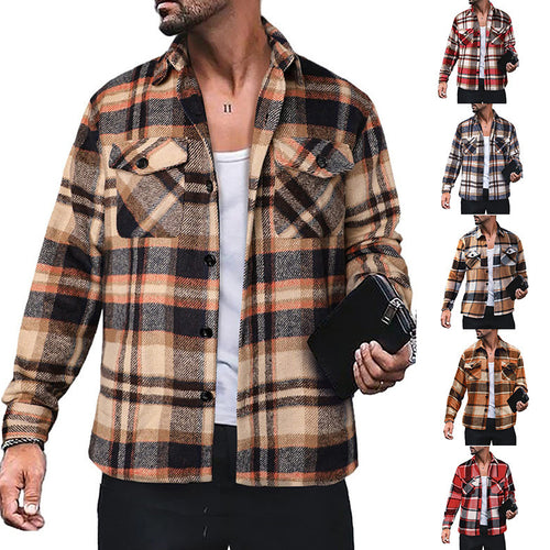 Men's flannel shirt with checkered pattern and functional pockets Lune London