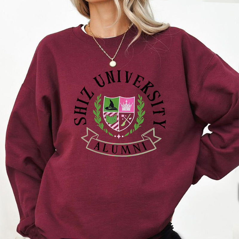 Sweatshirt surdimensionné pour femmes avec emblème universitaire et coupe décontractée Chic & Stil