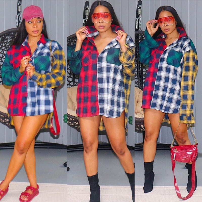 Oversized plaid shirt for women with a trendy cut and a casual chic look
