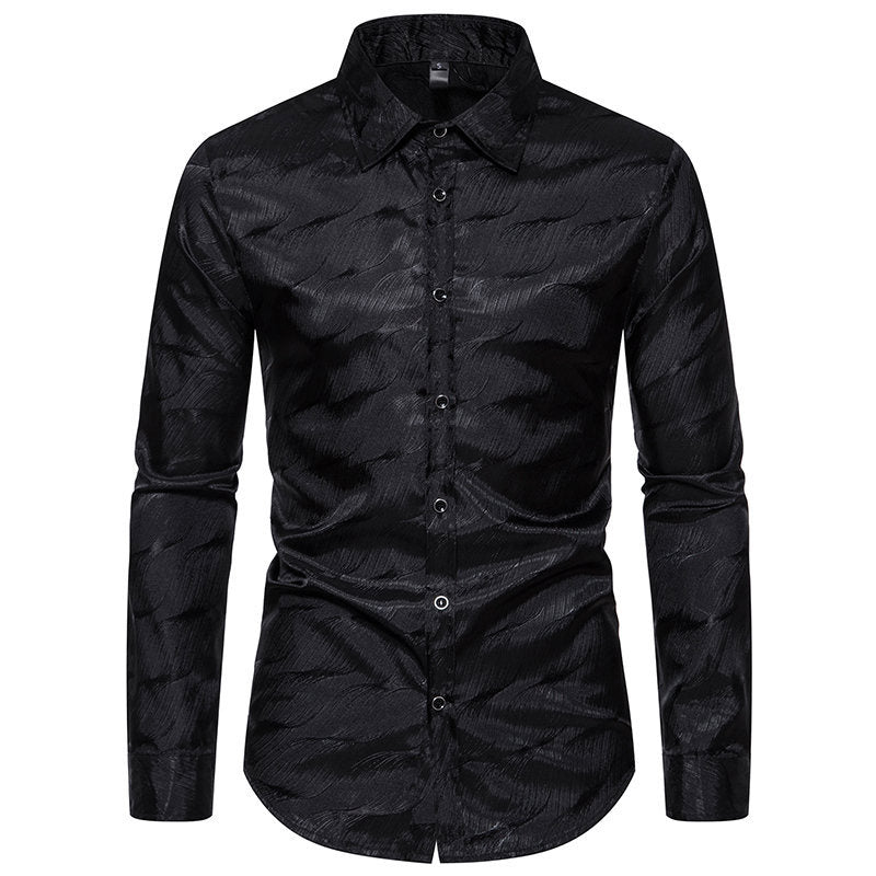 Elegant long sleeve shirt for men with glossy wave pattern Lune London