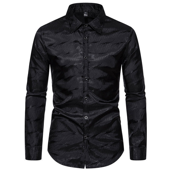 Elegant long sleeve shirt for men with glossy wave pattern Lune London