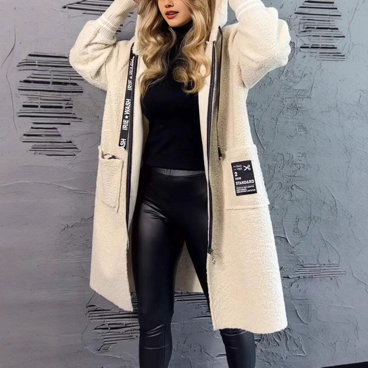 Long coat for women with pockets and hood Lune London