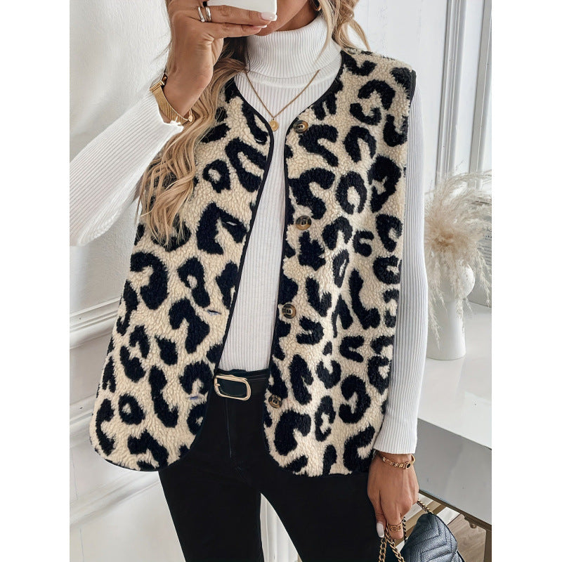 Ladies Comfortable Vest with Chic Leopard Pattern and Style