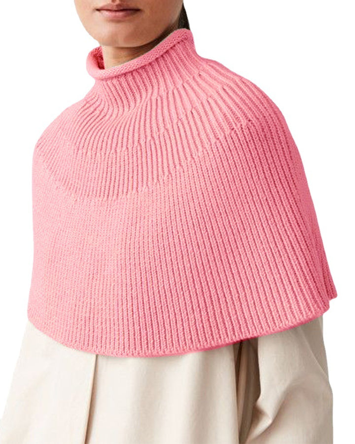 Knitted cape for women with high collar and fine rib structure Lune London