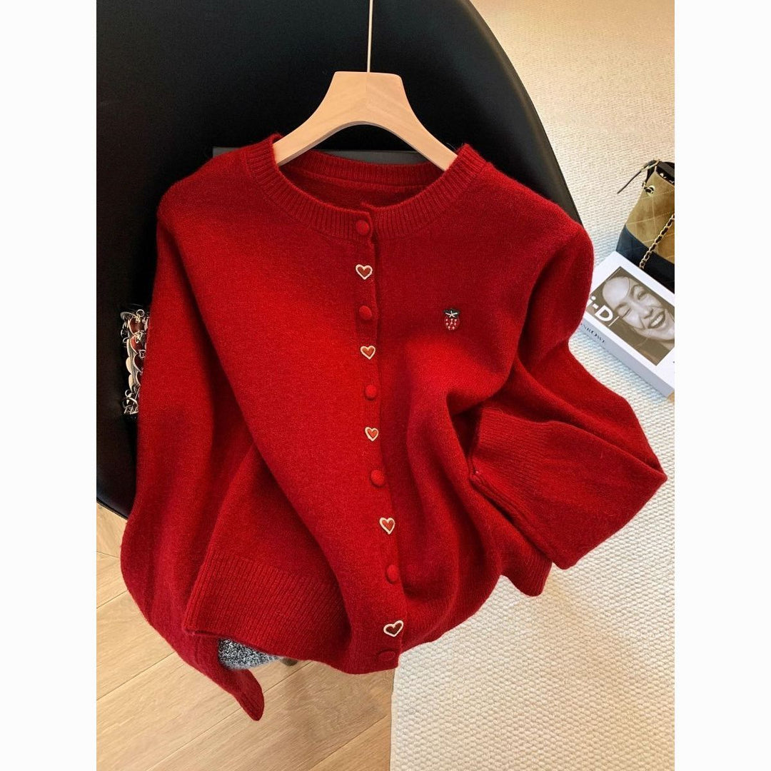 Gilet confortable pour femmes avec appliqués cœur et fraise Chic & Stil