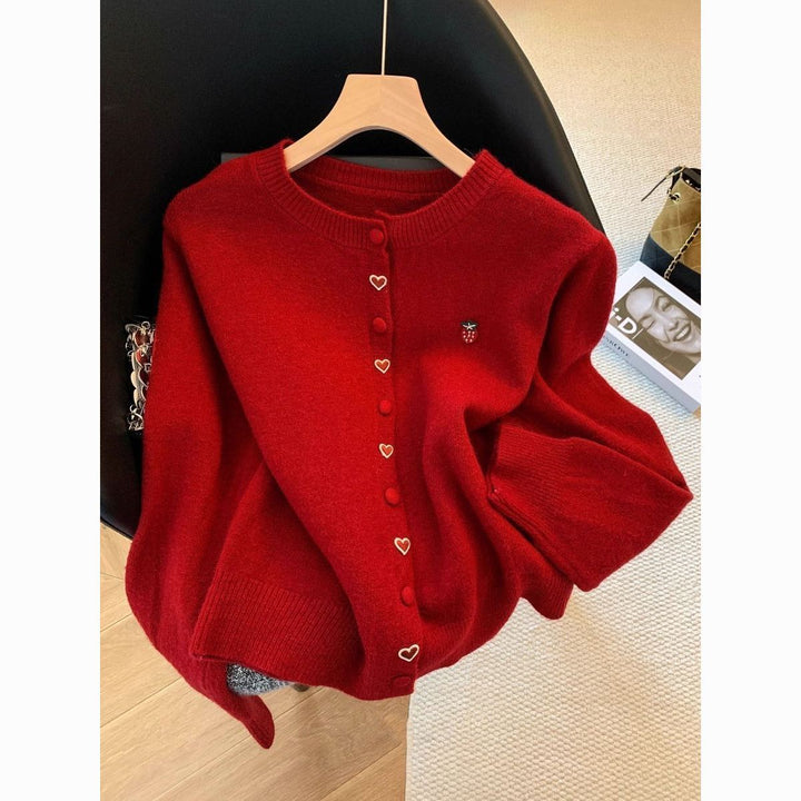 Gilet confortable pour femmes avec appliqués cœur et fraise Chic & Stil