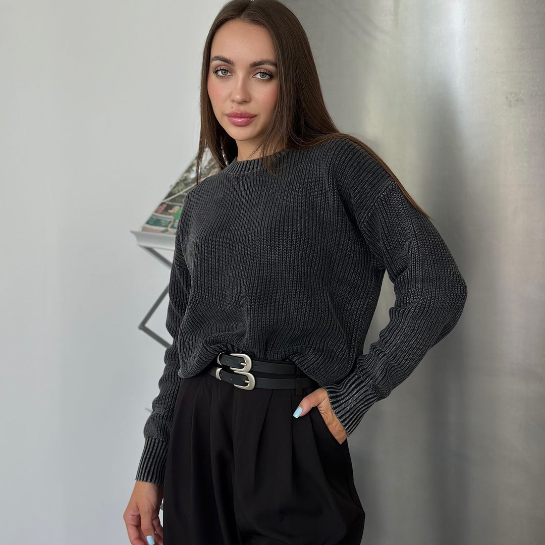 Chunky knit sweater for women with trendy rib pattern Lune London