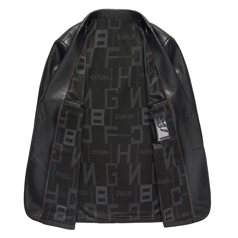 Elegant synthetic leather blazer for men with modern fit Lune London