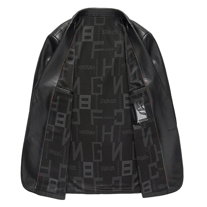 Elegant synthetic leather blazer for men with modern fit Lune London
