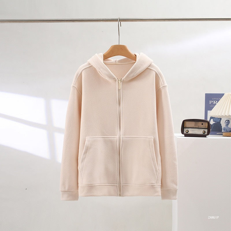 Haut en molleton pour femmes avec zip intégral et poches kangourou Chic & Stil