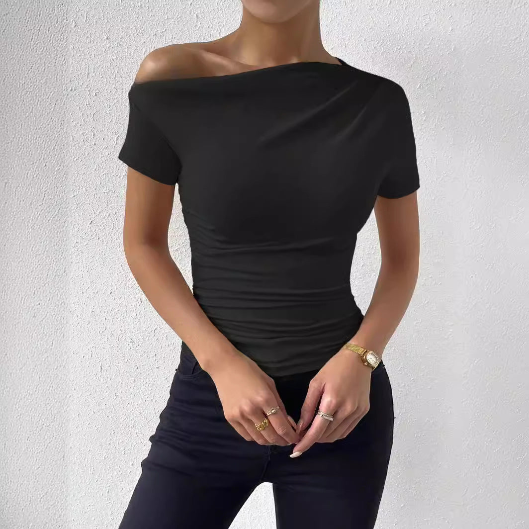 Women elegant t-shirt with refined gathering elements Lune London
