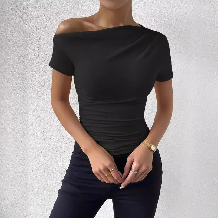 Women elegant t-shirt with refined gathering elements Lune London