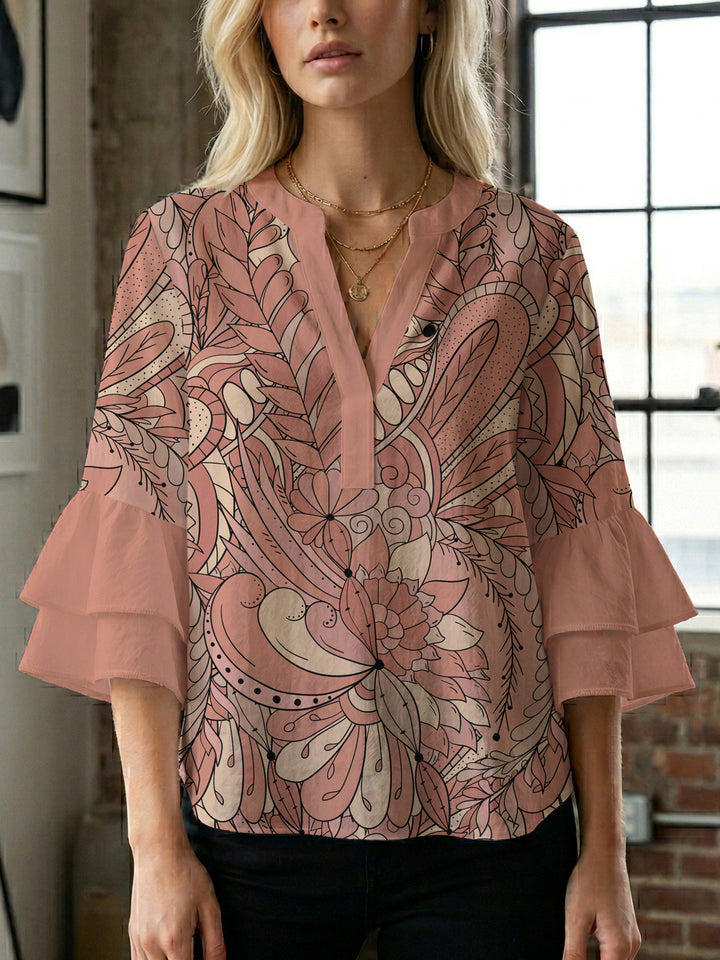 Women's flower creation with voluminous ruffled sleeves Lune London