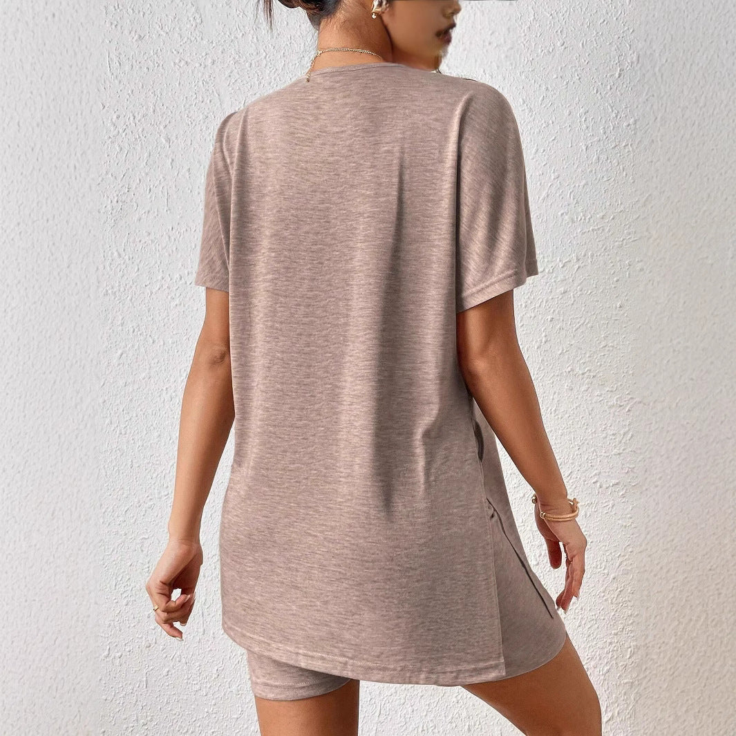 Women's leisure set with a soft short-sleeve top and matching bike shorts Lune London