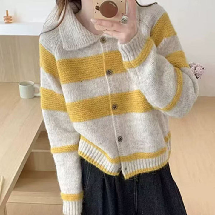 Cardigan Confortable pour Femmes avec Rayures Vintage Chic & Stil